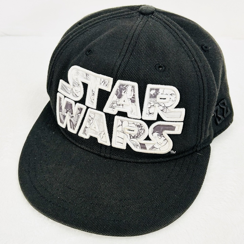 Star Wars Anime Comics Wordmark Fitted Hat Cap M/L Black Outdoors Casual